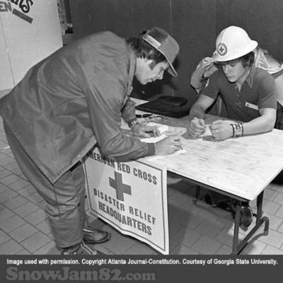 Red Cross disaster relief headquarters located within a shopping mall during a snow storm - January 13, 1982 – Dwight Ross Jr.