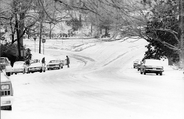 Downtown Atlanta blanketed with winter precipitation in Snow Jam 82