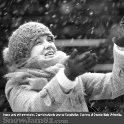 Unidentified woman during a snow storm in downtown Atlanta - January 12, 1982 – Dwight Ross Jr.