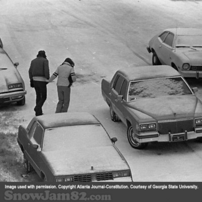 Snow storm abandoned cars on I-285 and Roswell Road - January 12, 1982 – George A. Clark